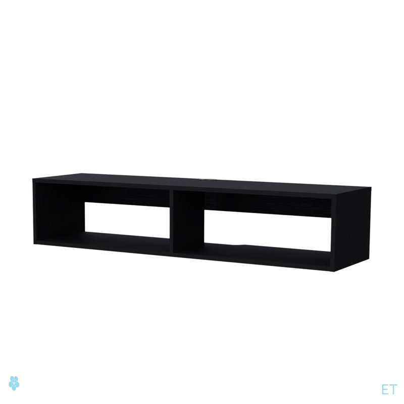 Meuble télé noir à tablettes spacieuses
