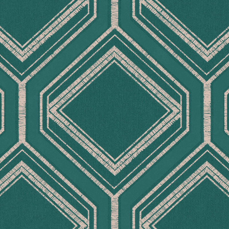 Superfresco Savile Row Geometric Metallic Wallpaper, Teal