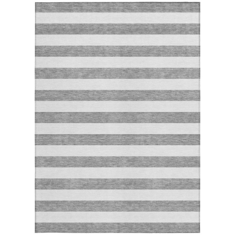 Tapis intérieur antidérapant à rayures grises et blanches 9 pi x 12 pi