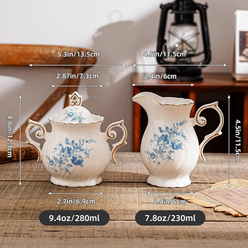 Creamer Pitcher and Sugar Bowl with Lid