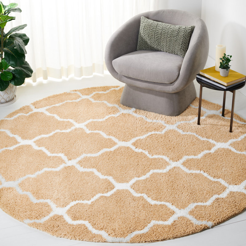 Berber Shag Performance Geometric Rug, Round 7'