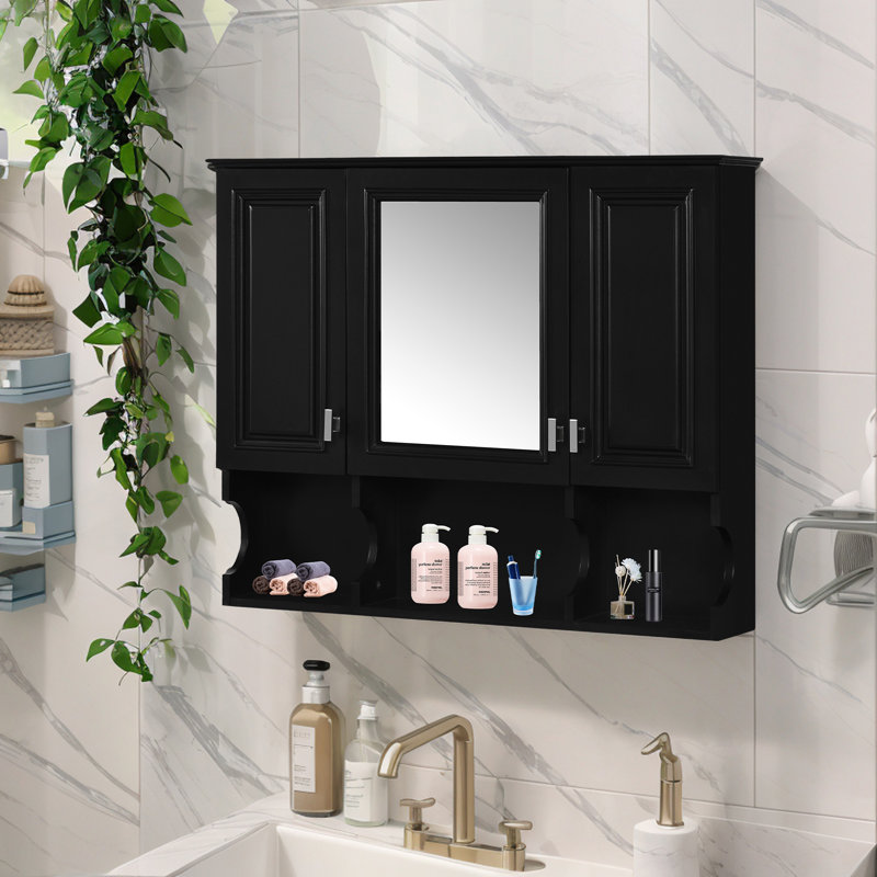Armoire à pharmacie murale avec miroir, Noir, noir, noir, noir
