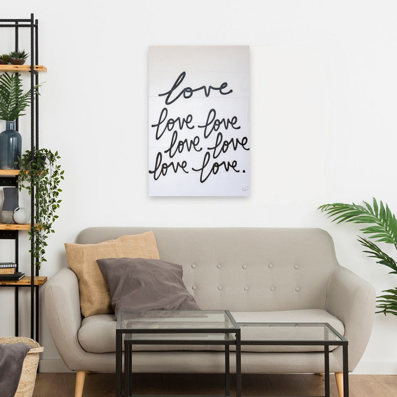 «Love Times Seven» - art millénaire en noir et blanc, H 24 po x l 16 po