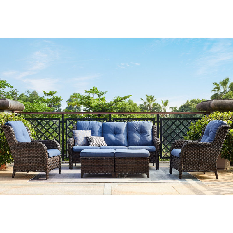 Carolina 7 - Person Patio Conversation Set with Cushions, Blue
