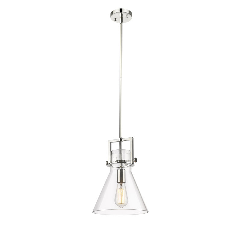 Luminaire suspendu avec tige 30 po Coterie, Bullé, Nickel poli, H 13,63 po x l 10 po x P 10 po