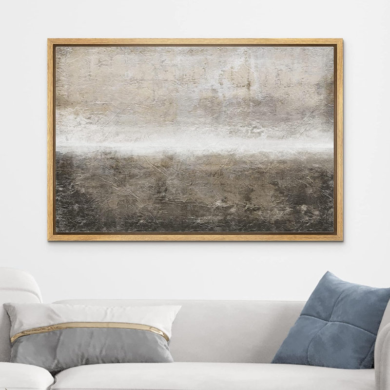 «Minimal Landscape Minimal Brown Brush Stroke Pastel Abstract Landscape Contemporary Art Living Room Office on Canvas Print
