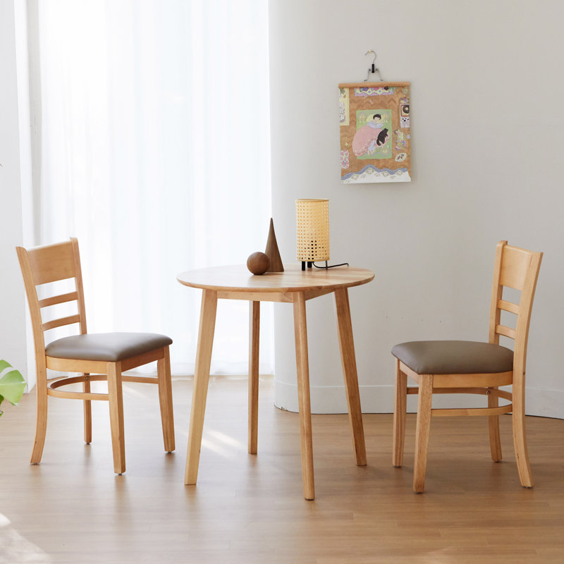 George Oliver Small Solid Wood Modern Round Dining Table, Natural