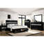 Grand lit contemporain noir en bois massif avec rangement pour rangement Grace, meuble moderne