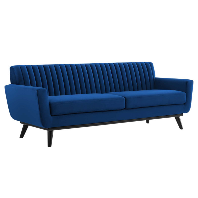 Engage Channel Tufted Fabric Sofa, Navy