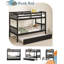 Lit simple superposé simple avec lit gigogne, structure en bois de pin, échelle et garde-corps, lit superposé solide avec lit gigogne pour enfants, adolescents, garçons et filles, aucun sommier nécessaire
