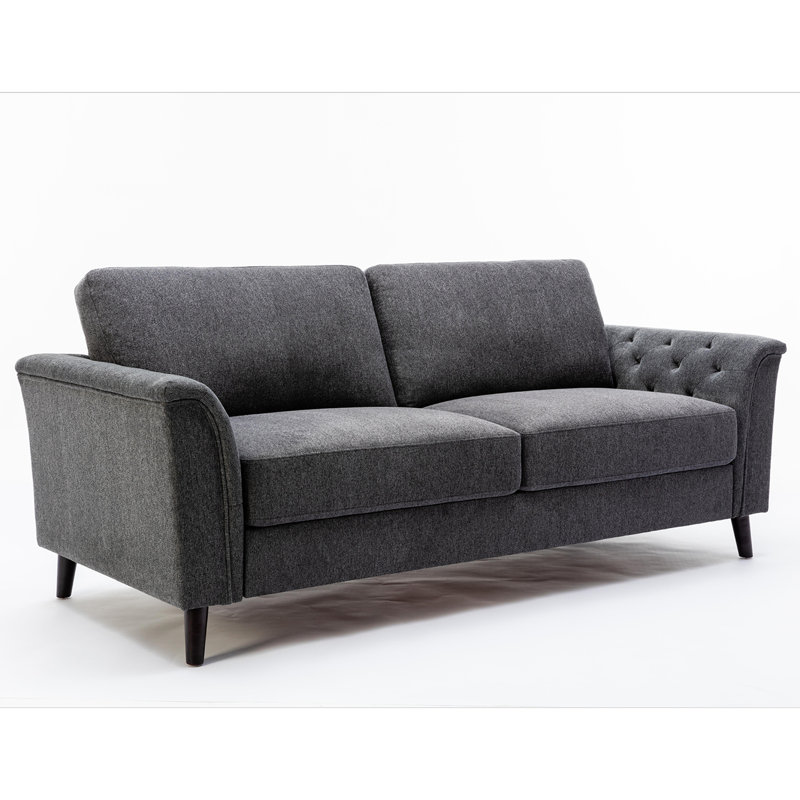 Stanton 80" Dark Gray Linen Sofa with Tufted Arms