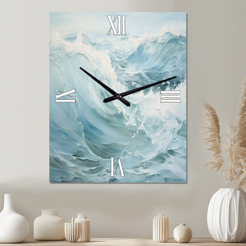 Horloge murale en métal Blue Ocean Storm And Rain, Small