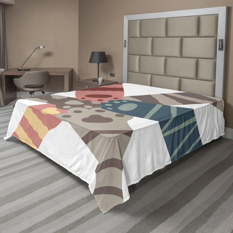 Dessus de chat Ambesonne, Drap plat pour très grand lit californien