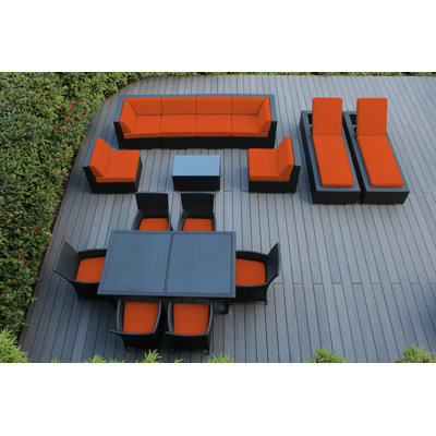 Ensemble de patio 16 pièces en rotin avec coussins Pavior