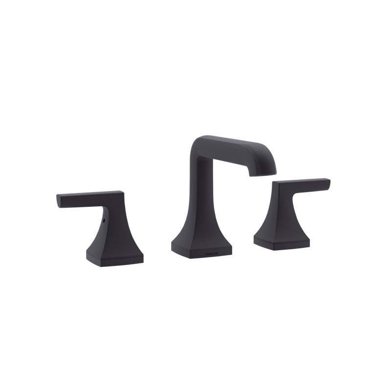 Oak Two Handle Bathroom Faucet with Push Pop Drain, Matte Black