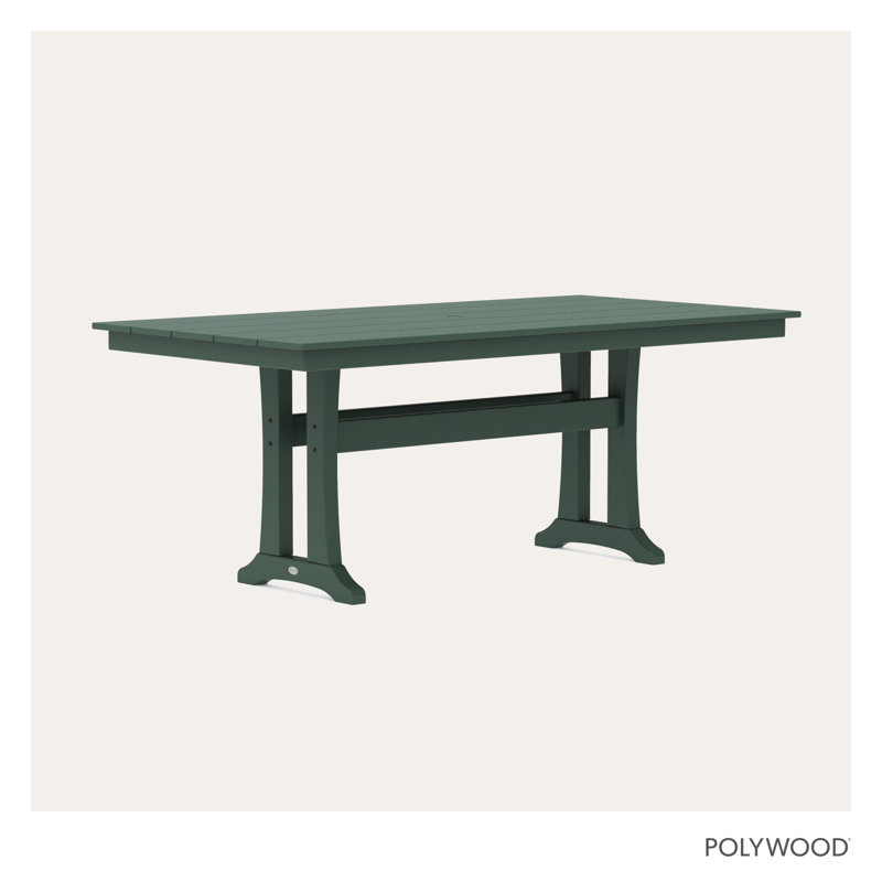 POLYWOOD Tables Trestle 37.75" x 72.25" Dining Table, Green