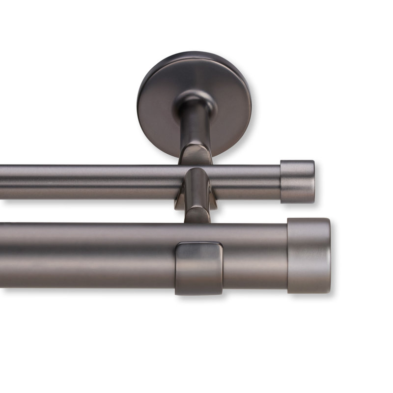 Cambria® Designer Series, Premium 1-1/8 in Larger Dia with 5/8 in back rod, Non-Adjustable Double Curtain Rod, Designer Brackets