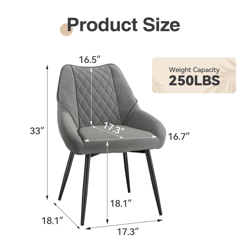  Soft Upholstered Dining Chair with Arm (Set of 2), Gray