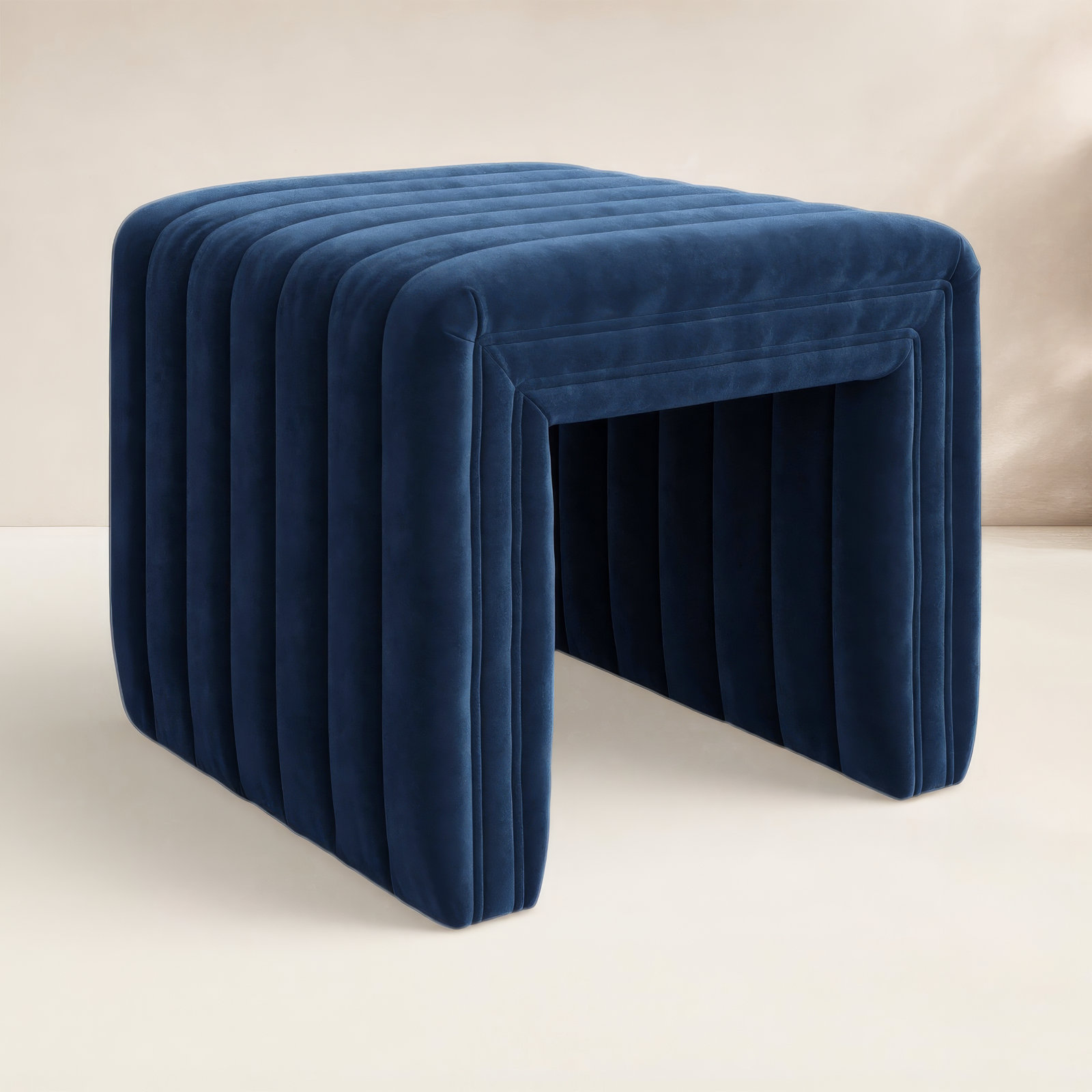 Brandt 22" Ottoman, Sapphire Navy Velvet