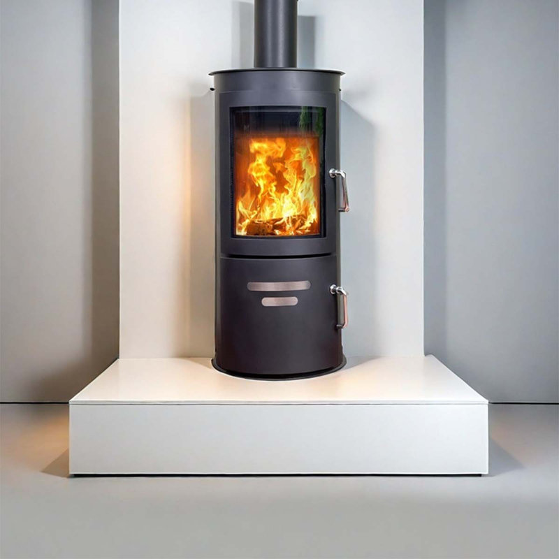 Cylindrical wood stove, metal fireplace