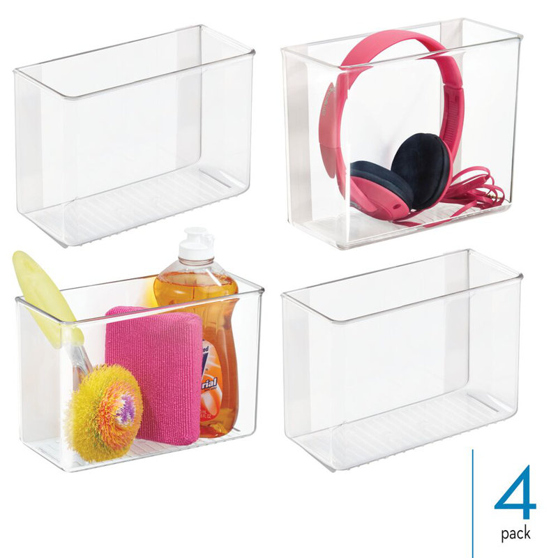 iDesign Adhesive Organizer Bin for Kitchen - Set of 4 - Clear