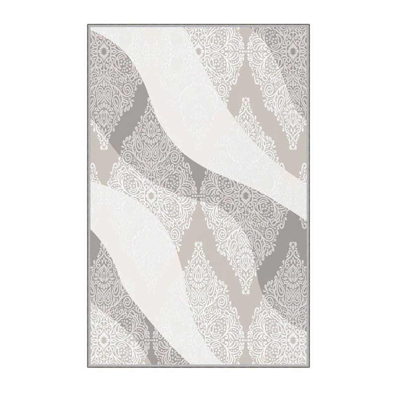 Premium Polyester Area Rug (5.2 x 7.5 ft), 100% Antibacterial, Non-Slip Underside, 0.3 in Pile Height | Machine Washable, 3D Digital Print, Durable Woven Carpet | Ideal for Living Room, Bedroom & Dining Spaces