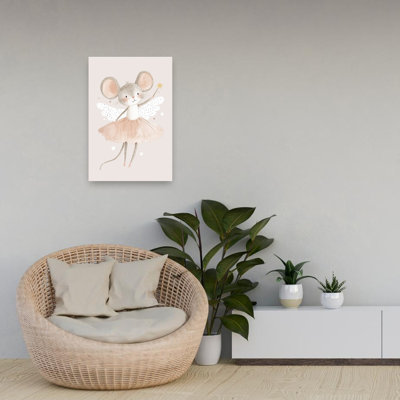 Fairy Mouse Ballerina Dreamy Whimsical Abstract Animal Landscape Wall Art Print 1 Piece Wrapped Canvas Wall Art