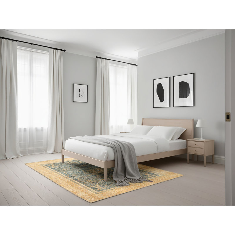 Tapis beige / bleu Southwestern, Rectangle 5 pi x 7 pi
