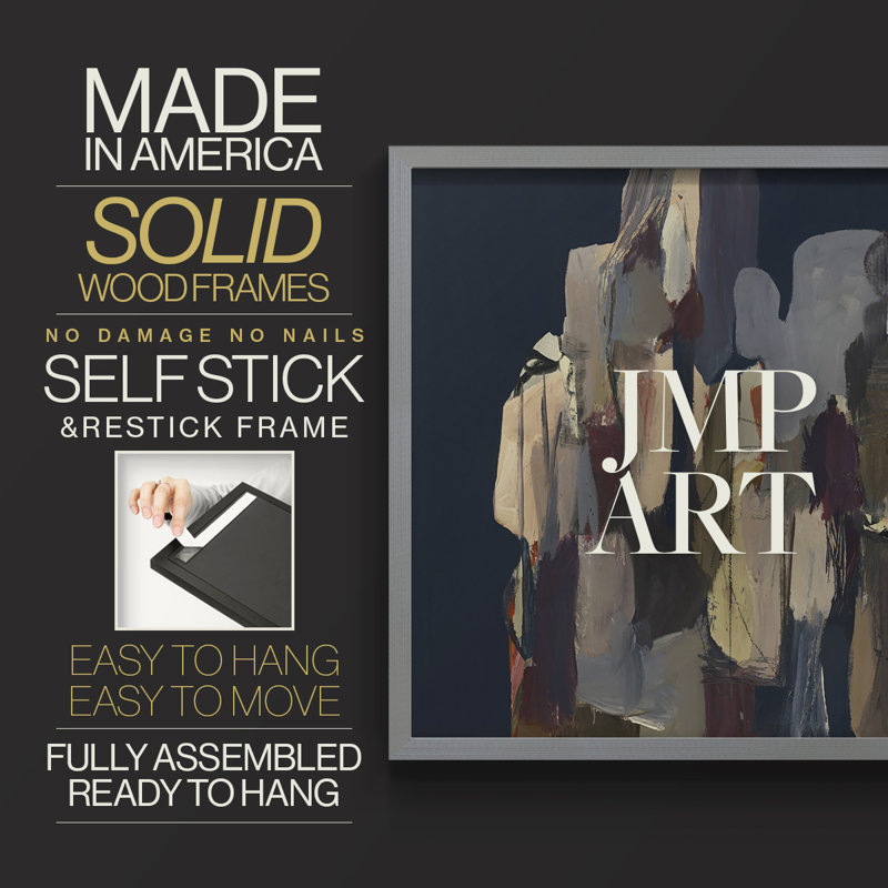 Untitled -Framed Print - Restickable, 16" H x 20" W, Grey