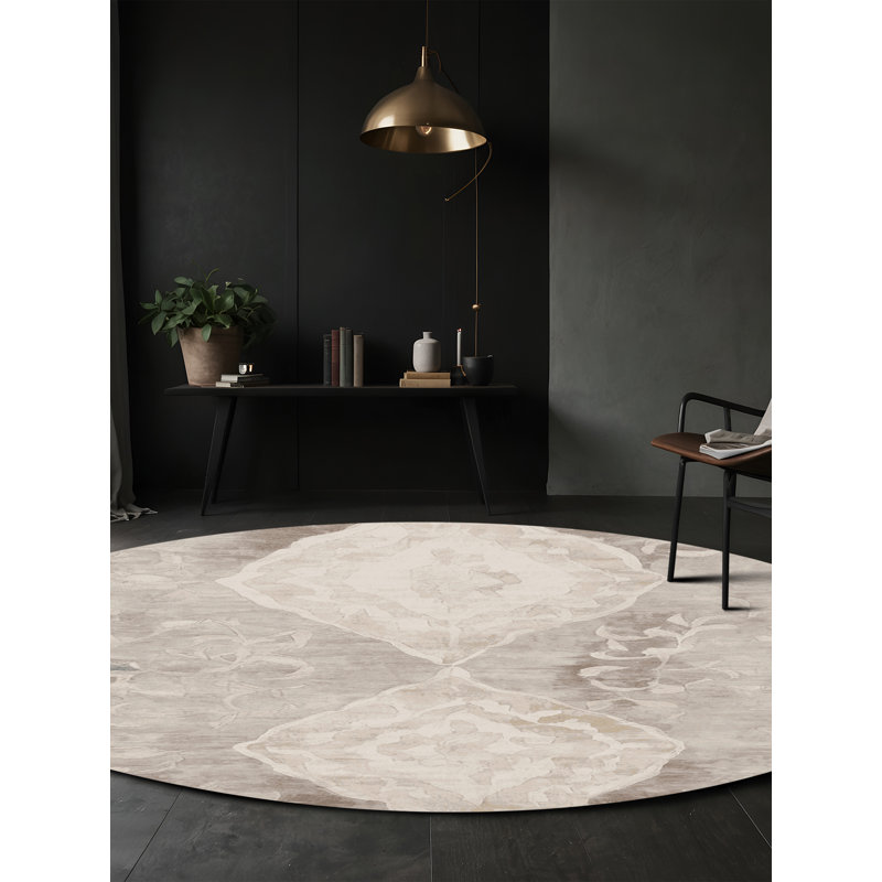 Machine Washable Gray Area Rug GSIX03590, Round 8'