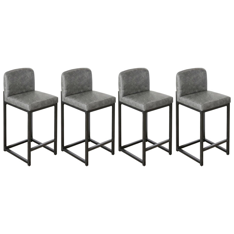 Ensemble de 4 tabourets de bar modernes en cuir synthétique avec dossier, îlot de cuisine rembourré et chaises de bar Modern