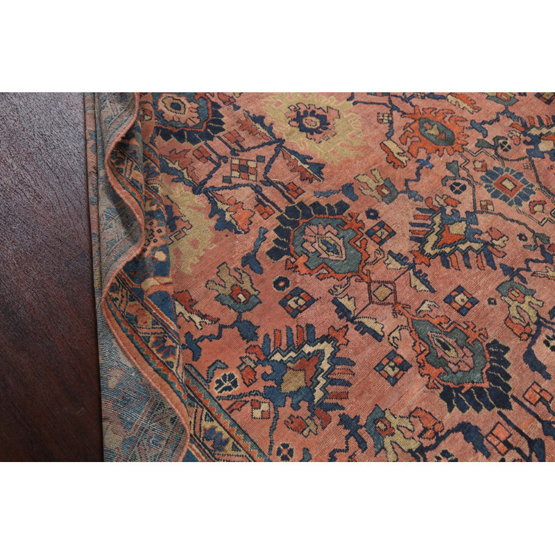 Tapis persan pré-1900 à motif de teinture végétale Sultanabad Ziegler noué à la main 10 x 12