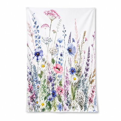1pièce de serviette de plage Wildflower Meadow, avec impression florale aquarelle vibrante avec des fleurs mauves, roses et jaunes. Microfibre douce, parfaite pour la piscine, la salle de sport, les voyages, les activités de plein air et le design unisexe.