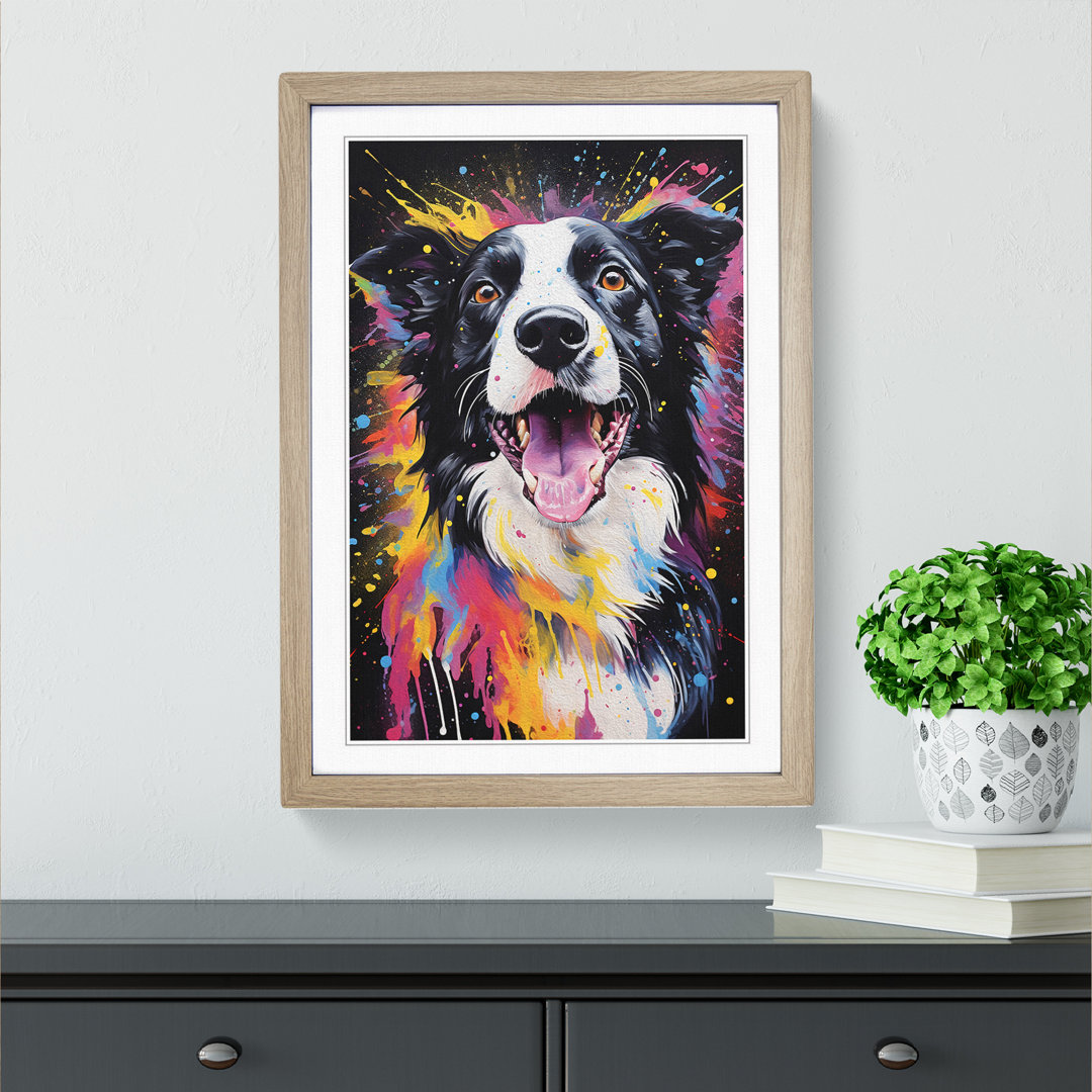 Border Collie Action Painting - Framed Print