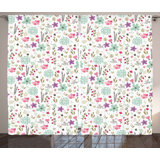 Earlene Elegance Nature / Floral Semi-Sheer Rod Pocket Curtain Panels