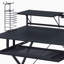 Bureau d'ordinateur noir avec plateau pour clavier