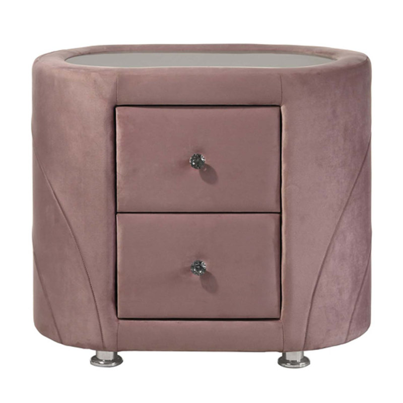 Table de chevet Salonia, velours rose
