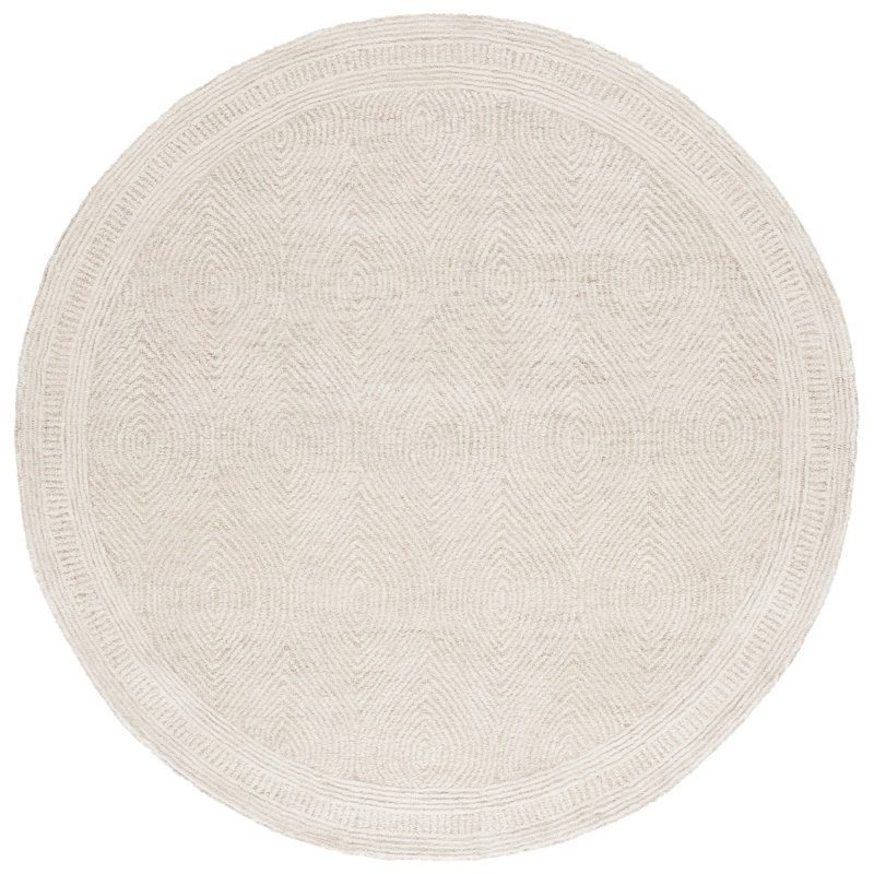 Lulubell Abstract Hand Tufted Wool Geometric Rug, Round 6'