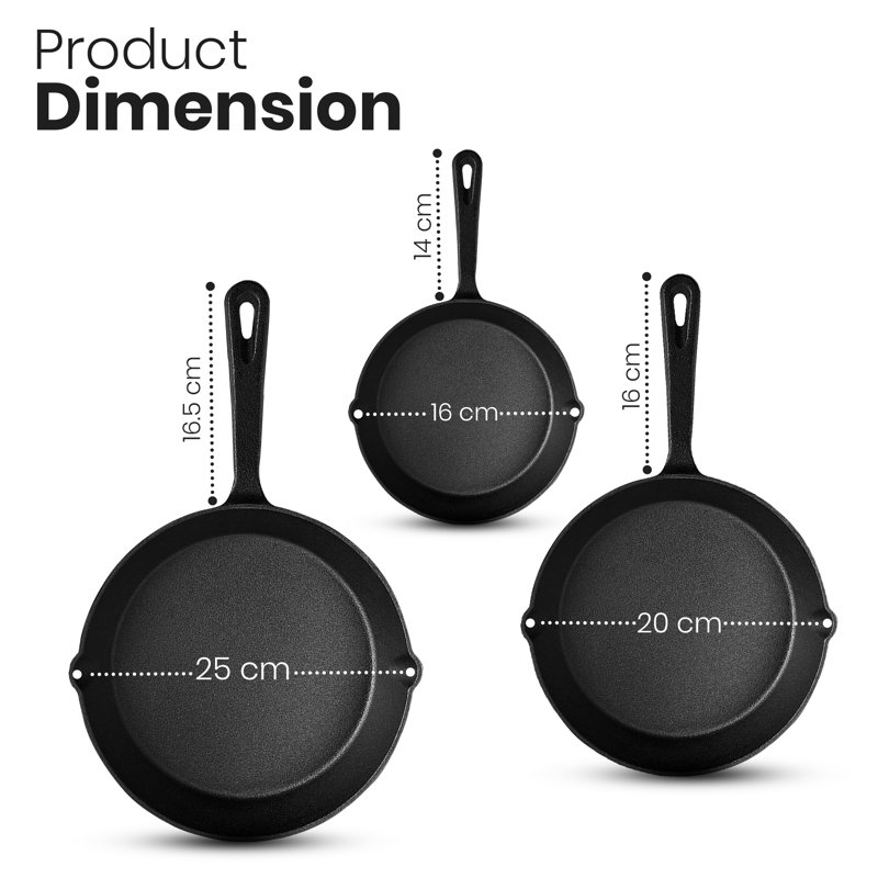  Cast Iron Skillet Non-Stick Omelette Frypan, 26cm