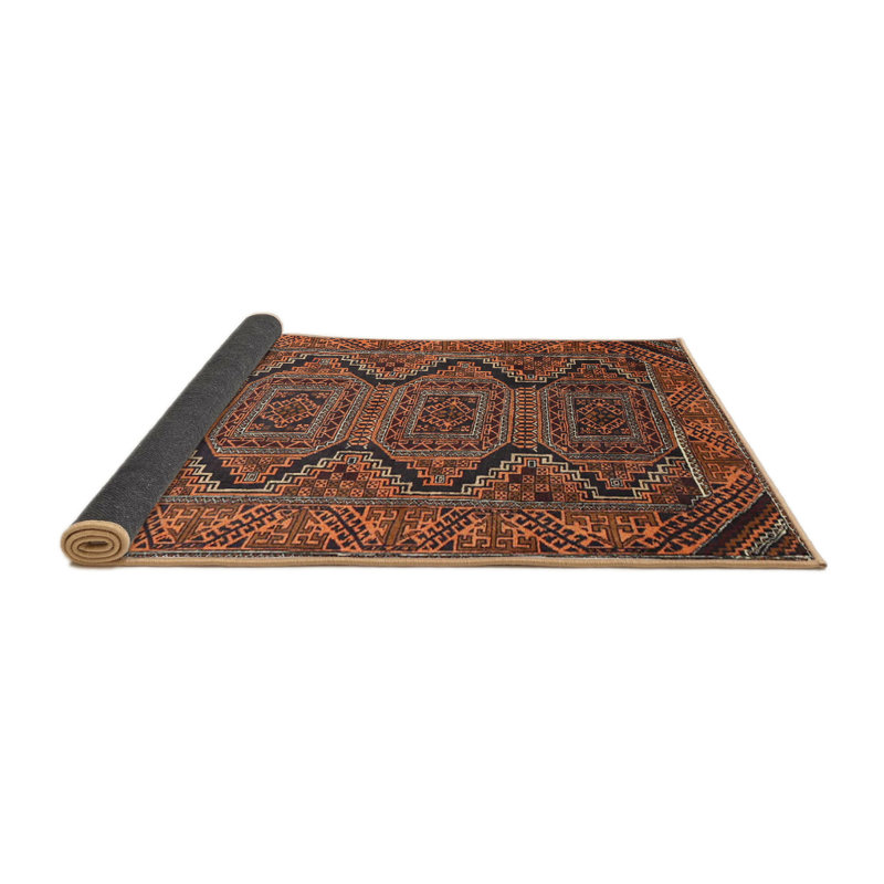 Tapis à motif oriental rouge / brun, Rond 6 pi