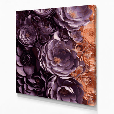 "Abstract Florals 70", art mural sur toile brune