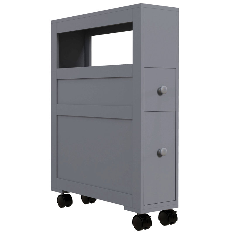 Armoire de rangement à roulettes étroite en bois 6,25 po x 20,5 po x 28,25 po - Gris