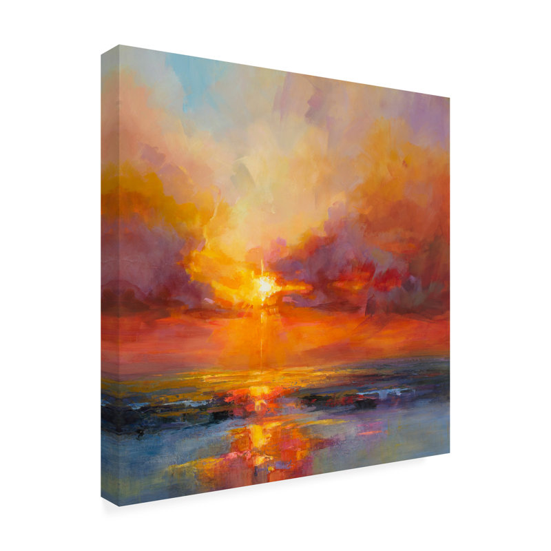 «Evening Sparkle» par Kasia Bruniany - peinture sur toile tendue, H 18 po x l 18 po x P 2 po