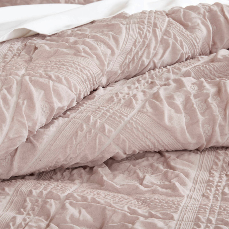 Ensemble de couette 5 pièces à imprimé floral jacquard, rose sculpté, 5 pièces, grand lit/queen