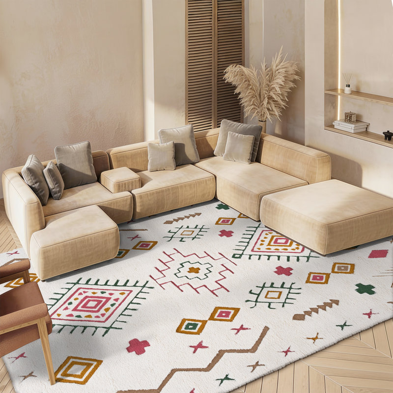 Tapis ivoire / rose Anniece 920, Rectangulaire 8 pi x 10 pi