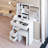 29.2" Small Space Left Drawer Desktop Vanity Table + Cushioned Stool, Extra Large Right Sliding Mirror, Multi Layer High Capacity Storage, Practical Fashionable Dresser, Suitable For Small Space-1188500025