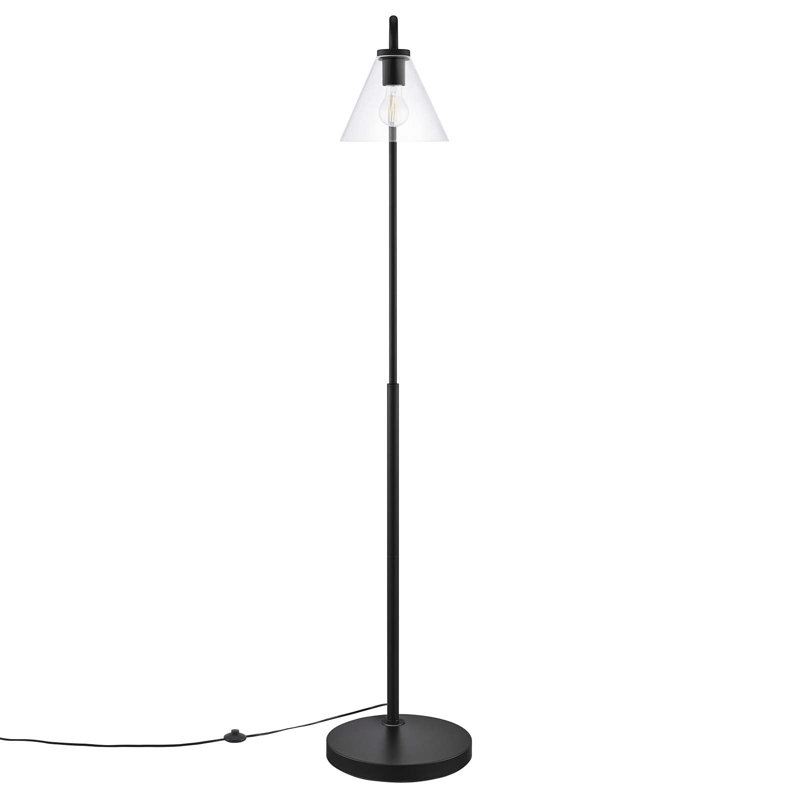 Modway Element Transparent Glass Glass and Metal Floor Lamp, Black