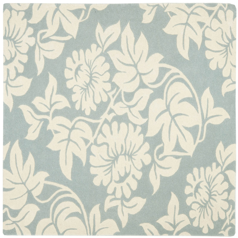 Candelo Hand Tufted Wool And Viscose Floral Rug, Square 6'