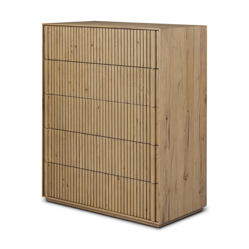 Leo 5 Drawer Dresser-Rustic Grey, Rustic Light Natural
