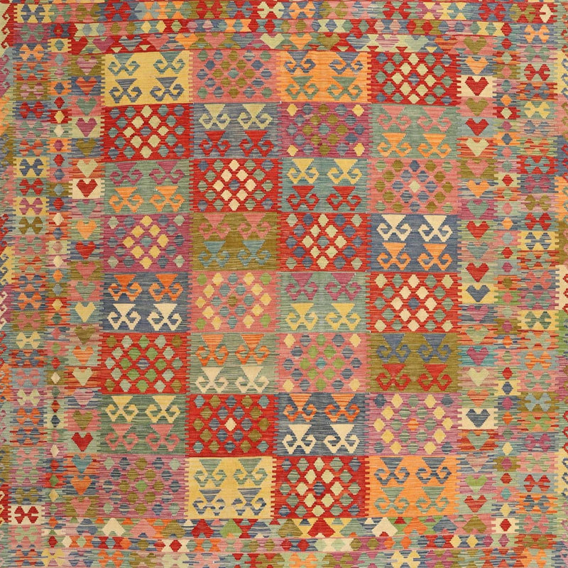 Tapis beige / brun / bleu Southwestern, Carré 5 pi